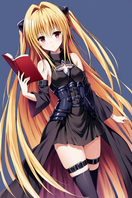 32347-98181-konjiki no yami,1girl,solo,long hair,blonde hair,book,thigh strap,detached sleeves,very long hair,red eyes,white background,hold.png